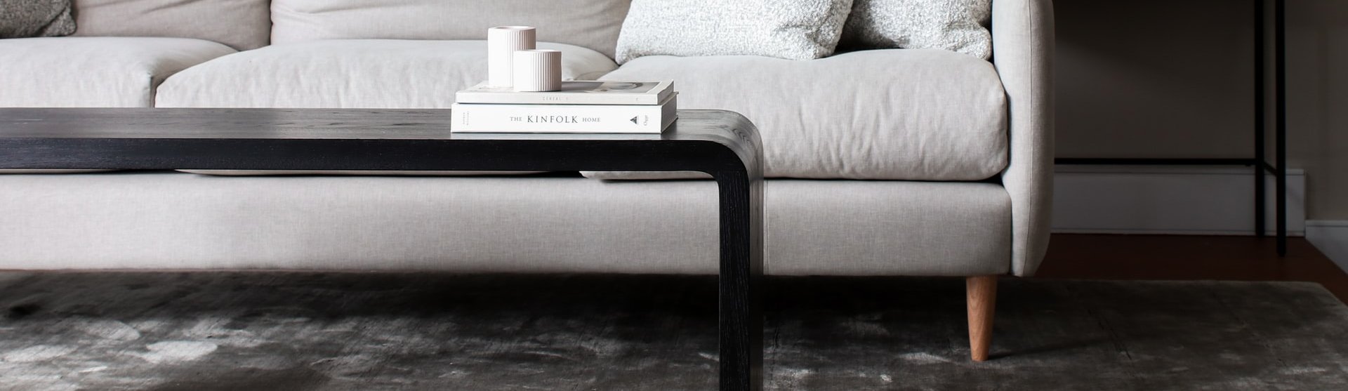 White couch on carpet
