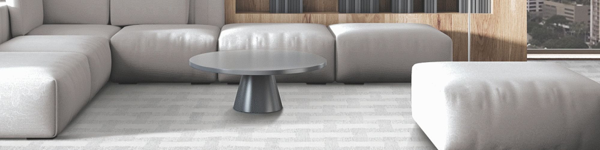 White Karastan Kashmere carpet in a modern living room
